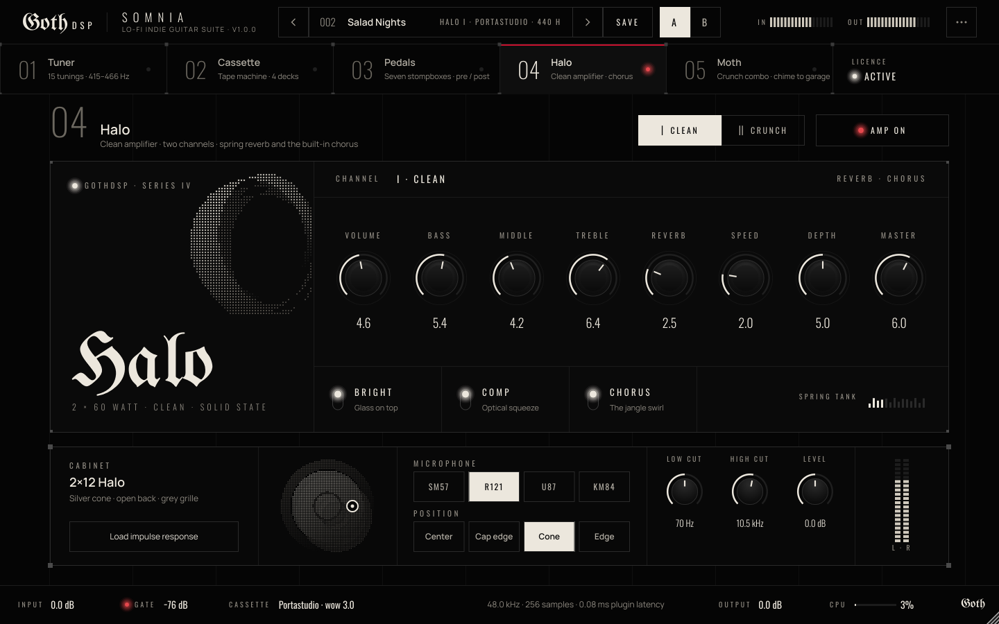 Somnia : l'ampli clean Halo avec son chorus